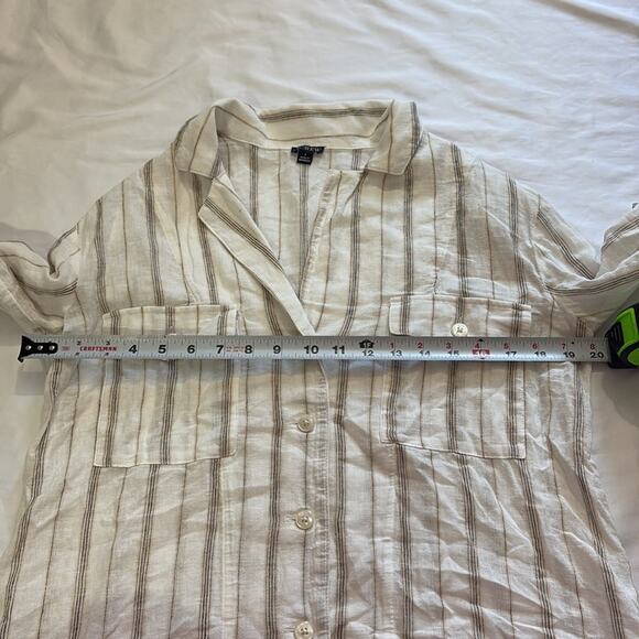 J.Crew Womens 2 Camp Collar Shirt Stripe Featherweight Linen Blend Gold Blouse - Picture 12 of 12